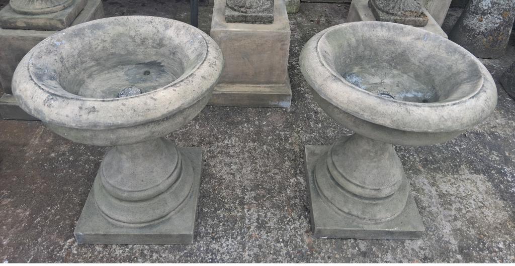 <p>Pair reconstituted stone Georgian Style Tazas</p><p>72 cm high 64 cm wide